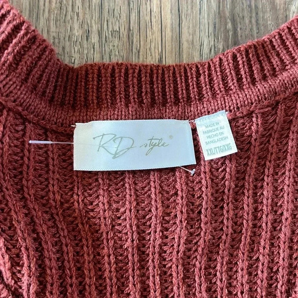 NWT RD Style Knit Womens Sweater Rust Color Size XXL - Picture 8 of 16